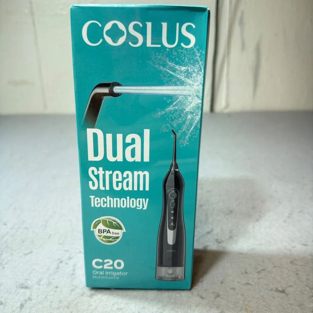 COSLUS Water Dental Flosser Oral Irrigator C20 Black NEW Portable Dual Stream